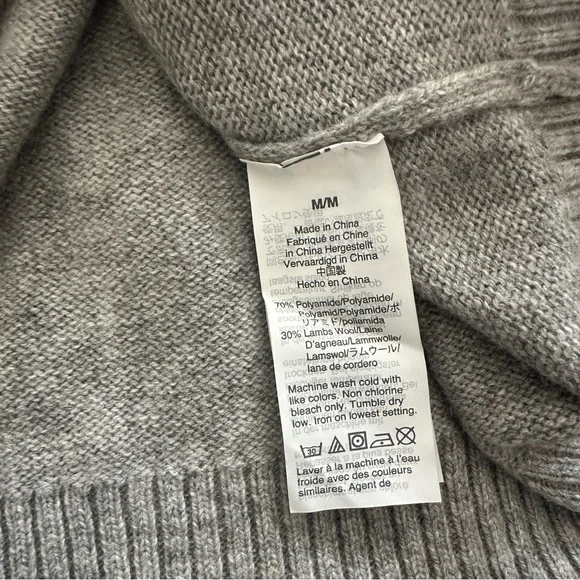 $118 J. Crew Crewneck Sweater with Jeweled Buttons Wool blend, Gray, M, Medium - Picture 9 of 11